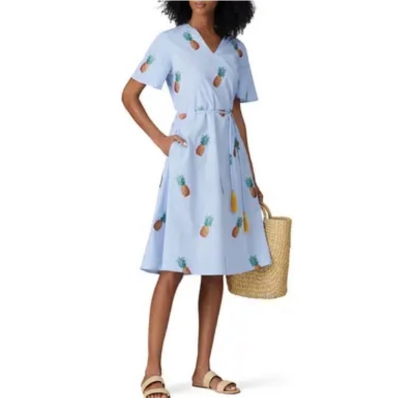 Autumn Adiegbo Blue Plaid Pineapple Fit & Flare Dress Size 6 - Picture 15 of 15